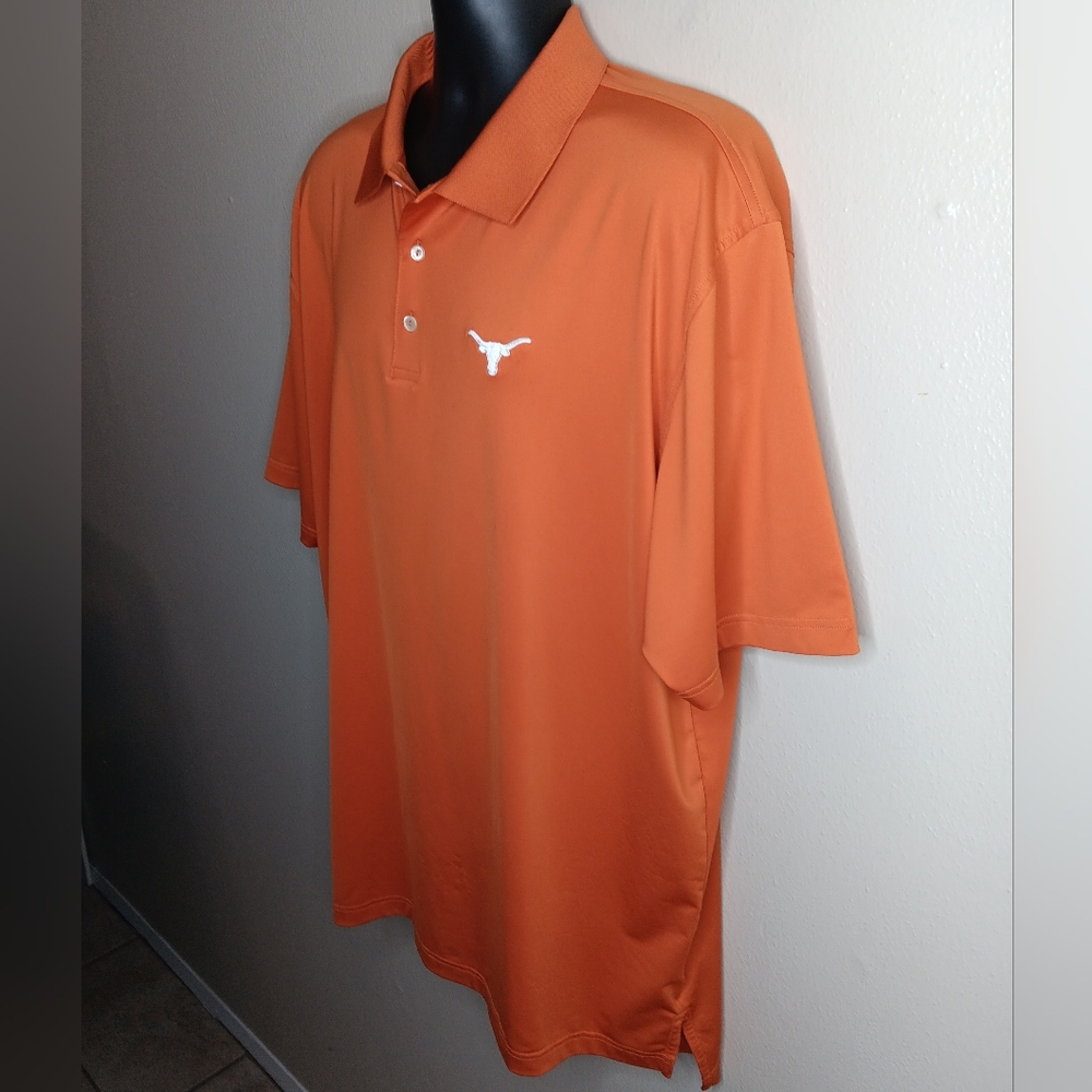 Peter Millar Texas Longhorns Men's XXL Polo Golf Shirt Orange Logo Stretch 2018 - Picture 4 of 9